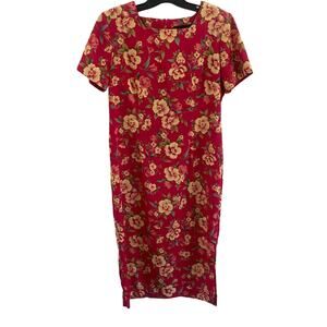 Sag Harbor Petites Floral Long Sheath Dress Square Neckline Size 10P